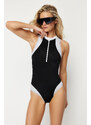 Trendyol Black Barter Neck Zippered Hipster Swimsuit