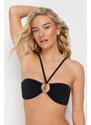 Trendyol Black Strapless Accessory Bikini Top