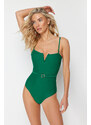 Trendyol Green Belted Strapless Regular Swimsuit