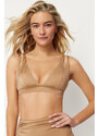 Trendyol Mink Triangle Cut Out/Windowed Bikini Top