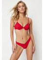 Trendyol Red V-Cut Regular Bikini Bottom