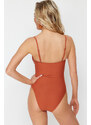 Trendyol Tile Strapless Cut Out/Windowed Hipster Swimsuit