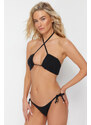 Trendyol Black Strapless Cut Out/Window Textured Bikini Top