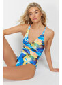 Trendyol Abstract Patterned Double Breasted Regular Swimsuit