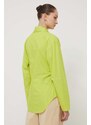 Bavlněná košile HUGO zelená barva, slim, s klasickým límcem