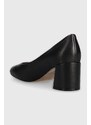 Kožené lodičky Tommy Hilfiger TH LEATHER MID HEEL BLOCK PUMP černá barva, na podpatku, FW0FW07716