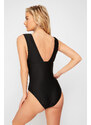 Trendyol Black V Neck Textured Regular Swimsuit