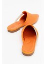 LuviShoes PESA Orange Women's Slippers with Straw Stones