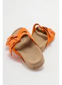 LuviShoes CHAMB Orange Suede Genuine Leather Women's Slippers.