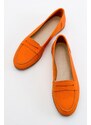 LuviShoes F02 Orange Skin Genuine Leather Women's Flats