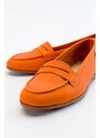 LuviShoes F02 Orange Skin Genuine Leather Women's Flats