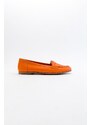 LuviShoes F02 Orange Skin Genuine Leather Women's Flats