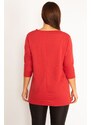 Şans Women's Plus Size Claret Red Ornamental Zippered Sweatshirt