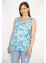 Şans Women's Colorful Plus Size V-Neck Colorful Sleeveless Blouse