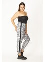 Şans Women's Plus Size Gray Patterned Leggings Pants