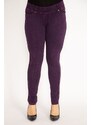 Şans Women's Plus Size Plum Leggings With Ornamental Front Pockets And Back Pockets