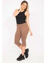 Şans Women's Plus Size Mink Leggings With Front Trim And Back Pockets