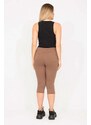 Şans Women's Plus Size Mink Leggings With Front Trim And Back Pockets