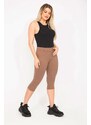 Şans Women's Plus Size Mink Leggings With Front Trim And Back Pockets