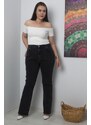 Şans Women's Plus Size Anthracite Gabardine Fabric 5 Pockets Trousers