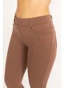 Şans Women's Plus Size Mink Leggings With Front Trim And Back Pockets