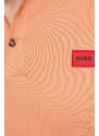 Bavlněné polo tričko HUGO oranžová barva, s aplikací