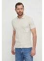 Bavlněné polo tričko Calvin Klein béžová barva
