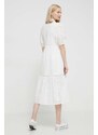 Bavlněné šaty Desigual BERKELEY bílá barva, midi, 24SWVW59