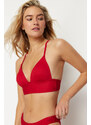 Trendyol Red Triangle Push Up Textured Bikini Top