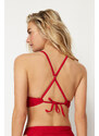 Trendyol Red Triangle Push Up Textured Bikini Top