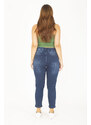 Şans Women's Plus Size Navy Blue High Waist 5 Pockets Lycra Jeans Pants