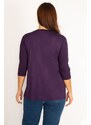 Şans Women's Plus Size Purple Appliqued And Tulle Detailed Blouse