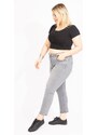 Şans Women's Plus Size Gray Lycra 5-Pocket Jeans Trousers