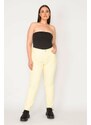 Şans Women's Plus Size Yellow 5 Pockets Relaxed Cut Lycra Free Jeans