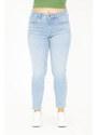 Şans Women's Large Size Blue 5 Pocket Lycra Jeans
