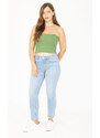 Şans Women's Large Size Blue 5 Pocket Lycra Jeans