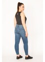 Şans Women's Large Size Blue 5 Pocket Lycra Skinny Jean Pants