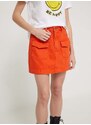 Džínová sukně Desigual LECCE oranžová barva, mini, pouzdrová, 24SWFD05