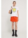 Džínová sukně Desigual LECCE oranžová barva, mini, pouzdrová, 24SWFD05