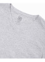 Ombre Clothing Klasické pánské tričko BASIC s výstřihem - šedý melír V16 S1369