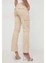 Kalhoty Guess dámské, béžová barva, jednoduché, high waist, W4RB59 W93CL