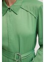 Šaty BOSS zelená barva, midi, oversize