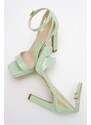 LuviShoes Mersia Green Patent Leather Women's Heeled Shoes