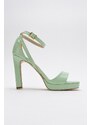 LuviShoes Mersia Green Patent Leather Women's Heeled Shoes