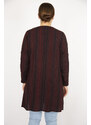 Şans Women's Plus Size Burgundy V Neck Tunic with Adjustable Sleeve Length