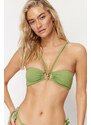 Trendyol Green Strapless Accessory Bikini Top