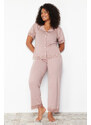 Trendyol Curve Dusty Rose Lace Knitted Pajama Set