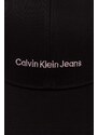 Bavlněná baseballová čepice Calvin Klein Jeans černá barva, s aplikací