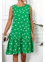 armonika Women's Green Daisy Pattern Sleeveless Skirt with Ruffled Frill Dress