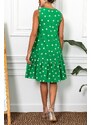 armonika Women's Green Daisy Pattern Sleeveless Skirt with Ruffled Frill Dress